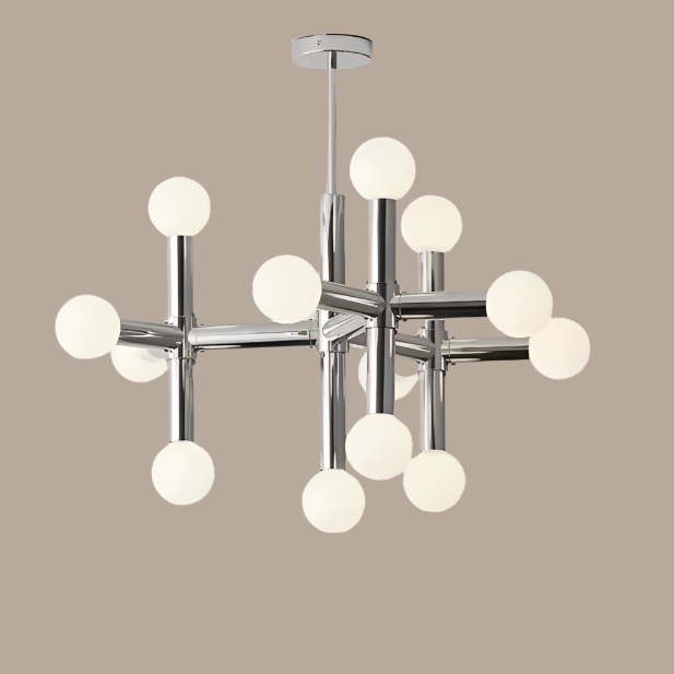 NordicAura | Glass Sphere Chandelier with Chrome Finish | Elegant Lighting for Home Decor 7