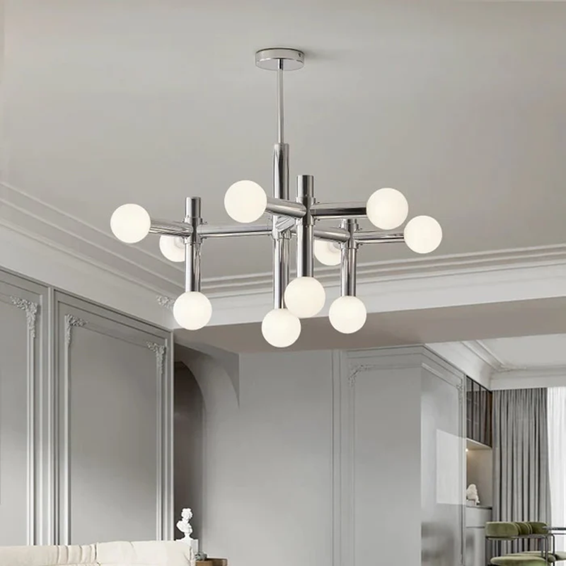 NordicAura | Glass Sphere Chandelier with Chrome Finish | Elegant Lighting for Home Decor 3