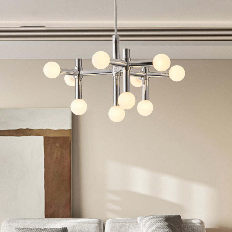 NordicAura | Glass Sphere Chandelier with Chrome Finish | Elegant Lighting for Home Decor 1